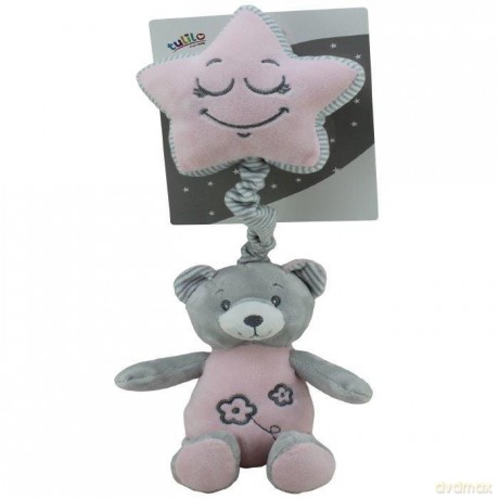 Pozytywka z gwiazdką Miś różowy 35 cm
