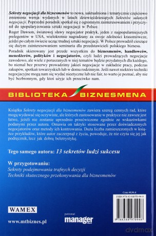 Sekrety Negocjacji Dla Biznesmenów (twarda) - Roger Dawson [KSIĄŻKA]