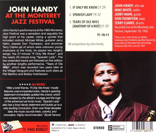 John Handy: At The Monterey Jazz Festival (+1 Bonus Track) [CD]