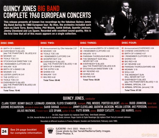Quincy Jones Big Band: Complete 1960 European Concerts [4xCD]
