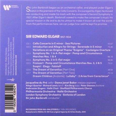 Sir John Barbirolli: Elgar: Orchestral Works. Cello Concerto. Sea Pictures. Dream Of Gerontius [7xCD]
