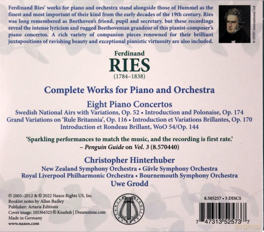 Christopher Hinterhuber: Ferdinand Ries: Complete Works For Piano And Orchestra [5xCD]