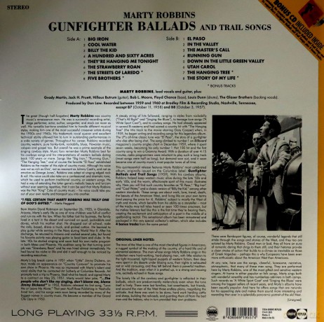 Marty Robbins: Gunfighter Ballads And Trail Songs (+Bonus CD Included Inside) (+4 Bonus Tracks) [2xWinyl]