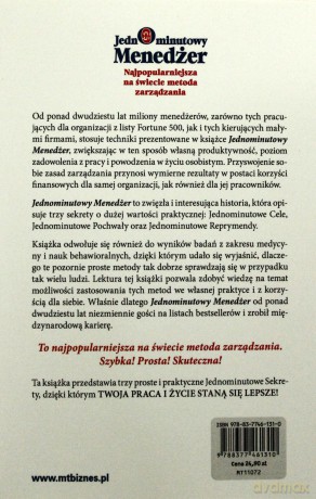 Jednominutowy Menedżer Najpopularniejsza Na Świecie Metoda Zarządzania - Ken Blanchard, Spencer Johnson [KSIĄŻKA]