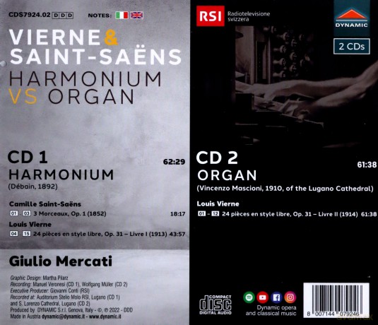 Giulio Mercati: Louis Vierne And Camille Saint-Saens: Harmonium Vs Organ [2xCD]