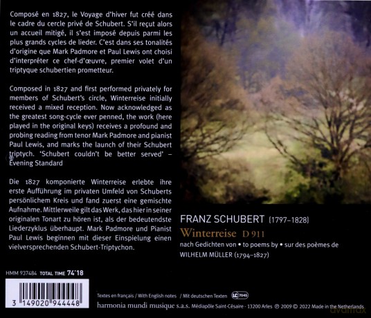 Schubert: Winterreise Padmore Lewis  [CD]