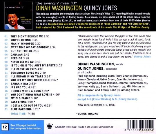 Dinah Washington: The Swingin Miss D / Quincy Jones Orchestra [CD]