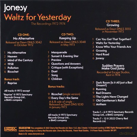 Jonesy: Waltz For Yesterday: The Recordings 1972-1974 [3xCD]