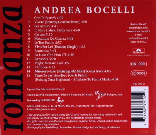 Andrea Bocelli: Romanza [CD]