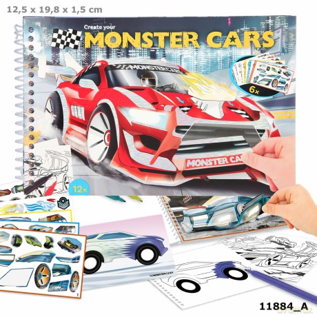 Kolorowanka Monster Cars z naklejkami 11884A