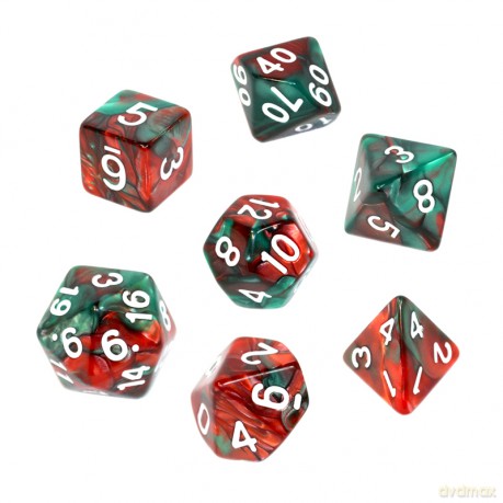 komplet kości RPG czerwono zielone [GRA]
