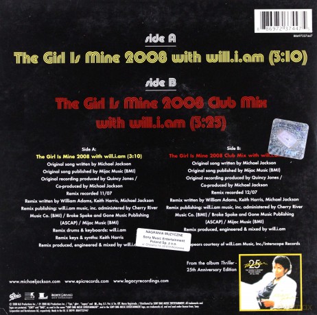 Michael Jackson: The Girl Is Mine 2008 with will.i.am [Winyl]