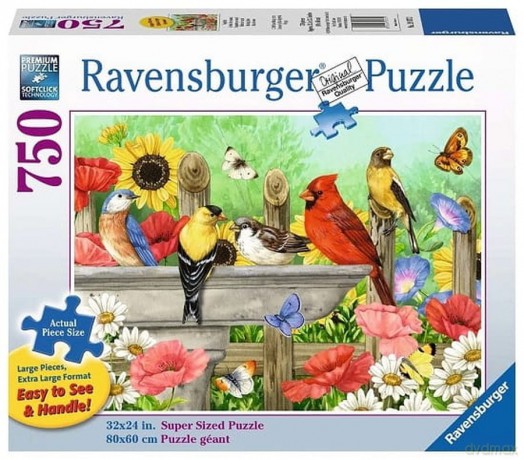 RAVENSBURGER 2D 750 el. Duży Format Ptaki w kąpieli 19937 [PUZZLE]