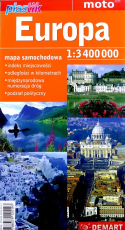 Europa 1:3400000 mapa samochodowa plastik