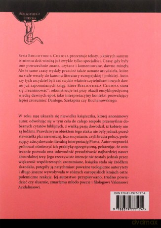 Nowa rozprawa przeciw kobietom, która dowodzi, że nie są one ludźmi - Valens Acidalius [KSIĄŻKA]
