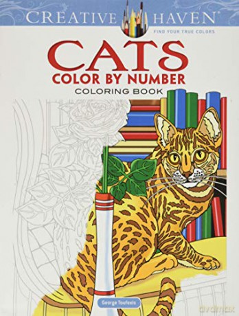 Creative Haven Cats Color by Number Coloring Book - George Toufexis [KSIĄŻKA]
