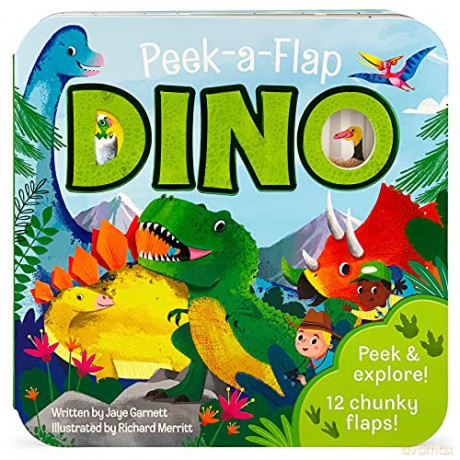 Dinosaur Peek a Flap Children's Board Book (Peek a Boo Dinosaur Fun Children's Interactive Lift a Flap Board Book for Ages 0 and Up) - Cottage Door Press [KSIĄŻKA]