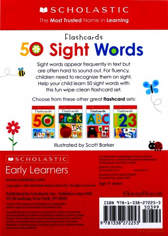 Flashcards - 50 Sight Words (Scholastic Early Learners) (Scholastic Early Learners (Cartwheel - US)) - Scholastic [KSIĄŻKA]