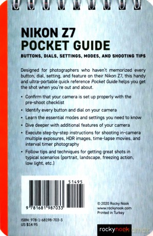 Nikon Z7: Pocket Guide: Buttons, Dials, Settings, Modes, and Shooting Tips (Pocket Guide Series for Photographers) - Rocky Nook [KSIĄŻKA]
