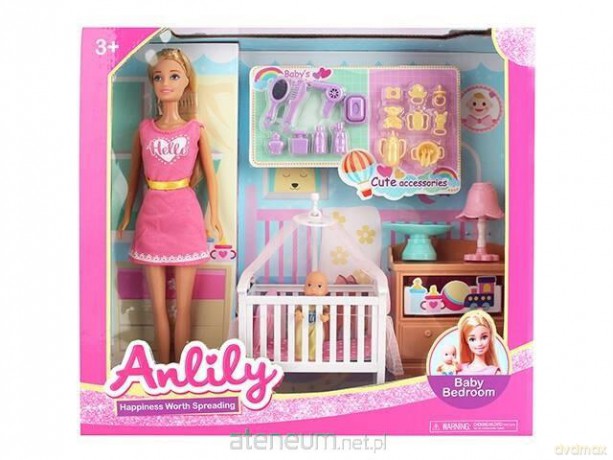 Lalka Anlily z dzieckiem w sypialni 30 cm