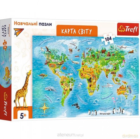 TREFL edukacyjne 104 el. Mapa świata UA [PUZZLE]