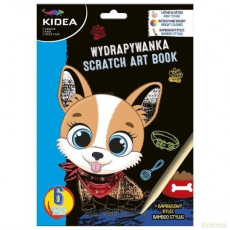 Wydrapywanki z bambusowym rylcem Kidea Psy 6 arkuszy