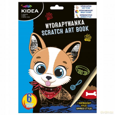 Wydrapywanki z bambusowym rylcem Kidea Psy 6 arkuszy