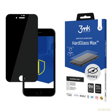 Apple iPhone 8 Black - 3mk Max Privacy szkło hybrydowe