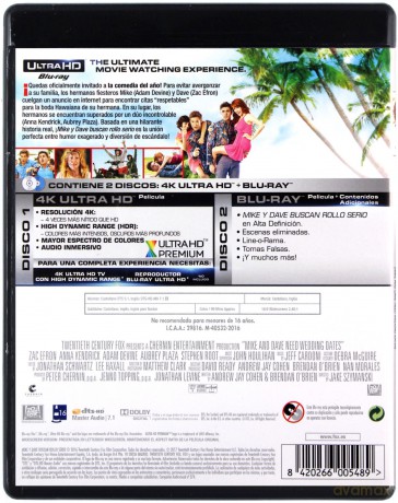 Mike and Dave Need Wedding Dates (Randka na weselu) [Blu-Ray 4K]+[Blu-Ray]