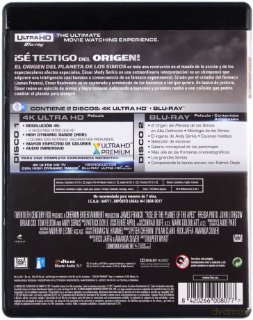 Rise of the Planet of the Apes (Geneza planety małp) [Blu-Ray 4K]+[Blu-Ray]