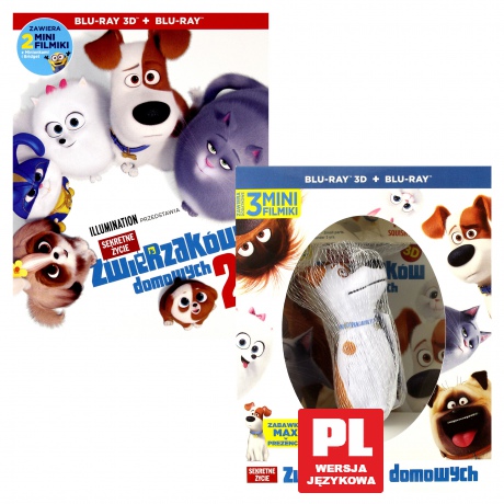 Sekretne życie zwierzaków domowych 1 + 2 + Squishy Toy Max [2xBlu-Ray 3D]+[2xBlu-Ray]