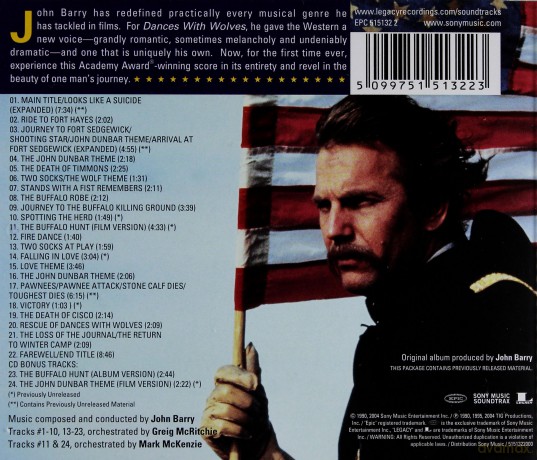 Dances With Wolves soundtrack (Remastered) (Tańczący z wilkami) (John Barry) [CD]