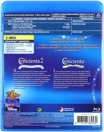 Cinderella II: Dreams Come True / Cinderella III: A Twist in Time (Kopciuszek II: Spełnione marzenia / Kopciuszek 3: Co by było gdyby...) (Disney) [Blu-Ray]
