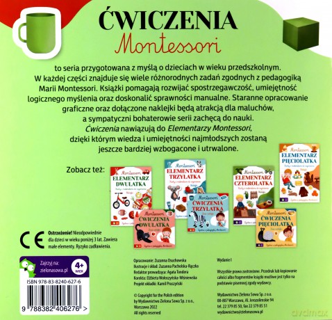 Montessori. Ćwiczenia czterolatka - Zuzanna Osuchowska [KSIĄŻKA]