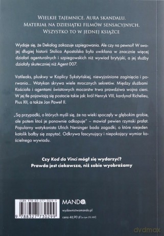 Szpiedzy Watykanu Tajne służby w Kościele - Ulrich Nersinger [KSIĄŻKA]
