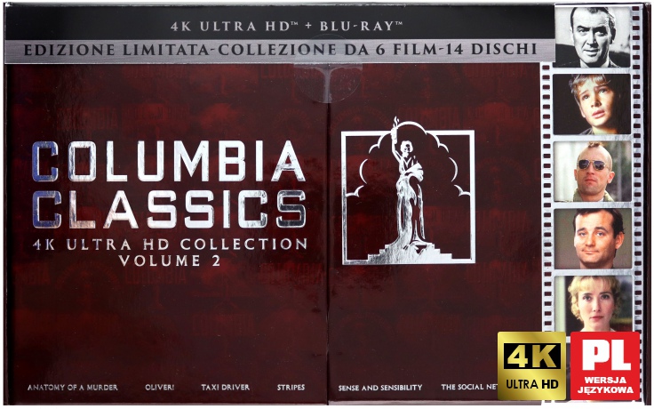 Columbia Classics Collection: Volume 2: Anatomia morderstwa / Oliver! / Rozważna i romantyczna / Szarże / Taksówkarz / The Social Network [BOX] [6xBlu-Ray 4K]+[8xBlu-Ray]