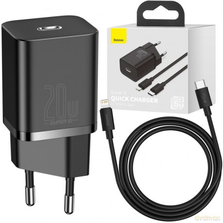 BASEUS Ładowarka sieciowa USB-C PD 20W + kabel