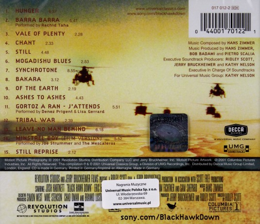 Black Hawk Down soundtrack (Helikopter w ogniu) [CD]
