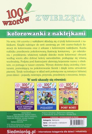 100 Wzorów Kolorowanki Z Naklejkami Zwierzęta [KSIĄŻKA]
