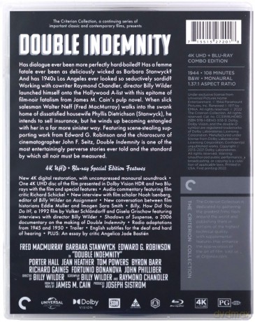 Double Indemnity (Podwójne ubezpieczenie) [Blu-Ray 4K]+[Blu-Ray]