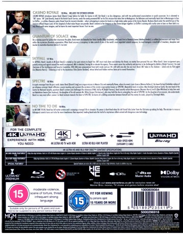 007 James Bond Daniel Craig: Casino Royale / Quantum of Solace / Skyfall / Spectre / Nie czas umierać [BOX] [5xBlu-Ray 4K]+[5xBlu-Ray]