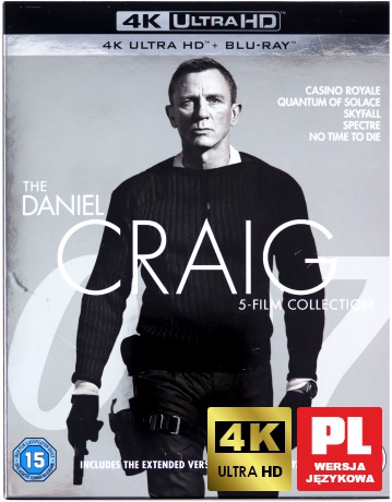 007 James Bond Daniel Craig: Casino Royale / Quantum of Solace / Skyfall / Spectre / Nie czas umierać [BOX] [5xBlu-Ray 4K]+[5xBlu-Ray]