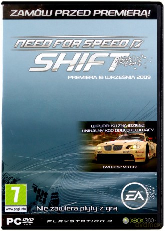 Need For Speed Shift Kod na samochód BMW E92 M3 GT2