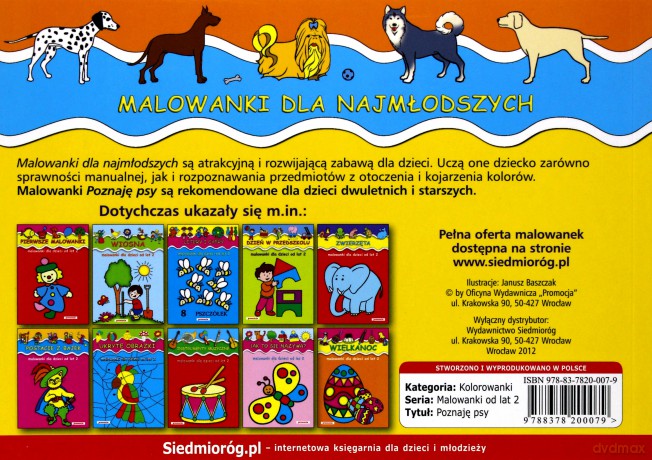 Poznaję Psy Malowanki Dla Dzieci Od Lat 2 [KSIĄŻKA]