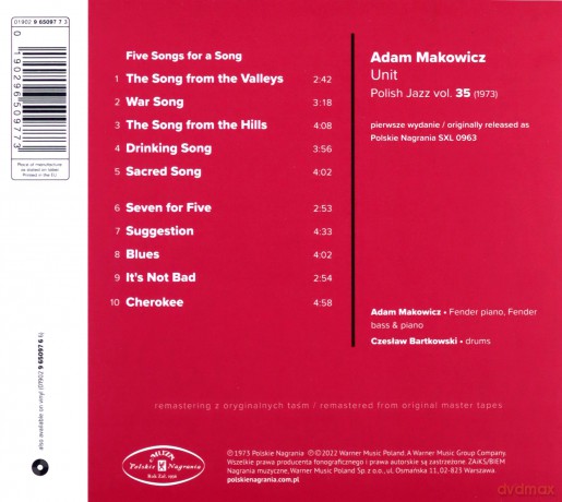 Adam Makowicz: Unit (Polish Jazz Vol. 35) [CD]