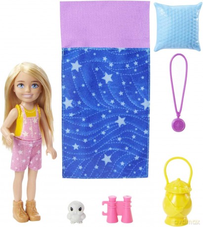 Zestaw Barbie Kemping Chelsea Lalka + śpiwór