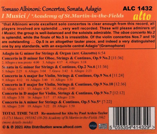 I Musici + Academy St.Martins: Albinoni: Concertos. Sonatas Plus Adagio [CD]