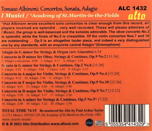 I Musici + Academy St.Martins: Albinoni: Concertos. Sonatas Plus Adagio [CD]