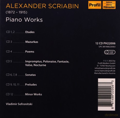 Sofronitsky: Alexander Nikolayevich Scriabin: Piano Works [12CD]