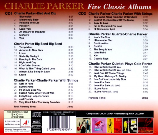 Charlie Parker: Five Classic Albums [2CD]